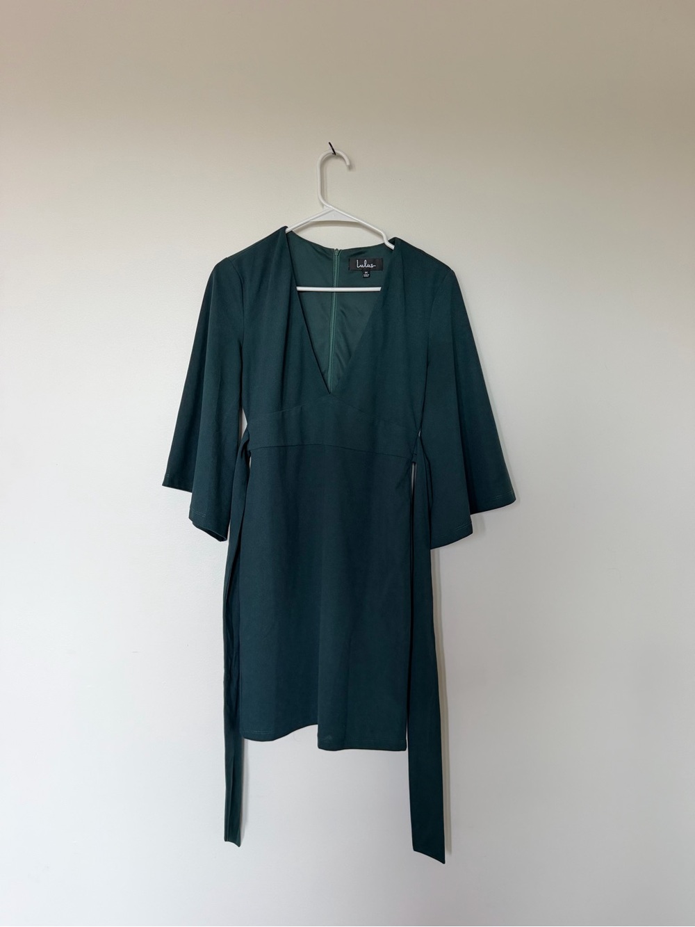 Lulu's Emerald Green Wrap-Style Mini Dress
